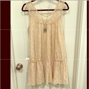 Boho PEACH BEIGE SUMMER DRESS PEASANT VINTAGE LIKE